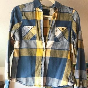 American Eagle blue and yellow flannel
